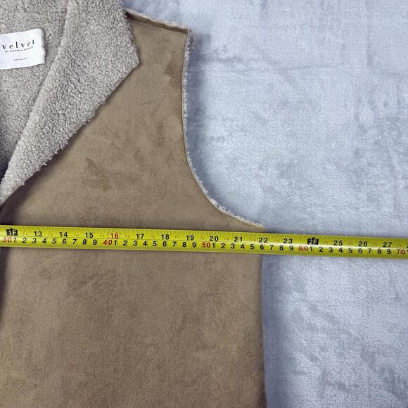 Velvet by Graham Spencer Faux Shearling Vest Suede Sherpa Beige Women M Casual - Picture 7 of 9